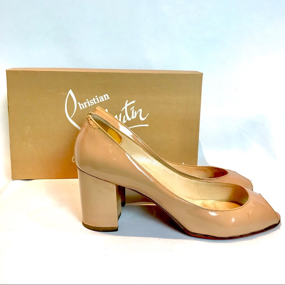 Christian Louboutin pink/nude open toe heels